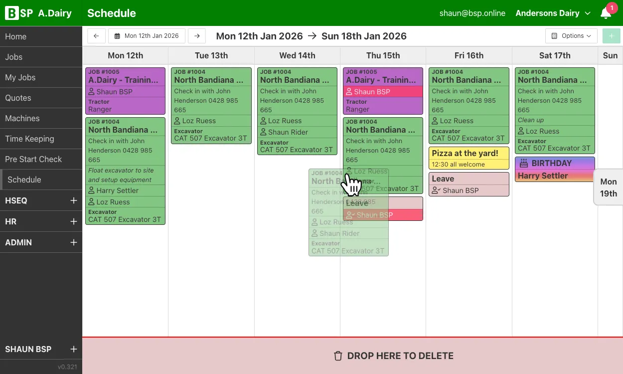 Schedule Drag and Drop
